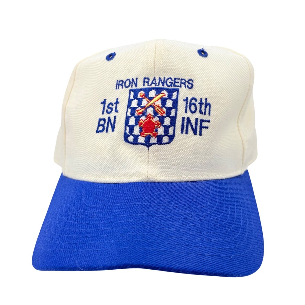 VTG Iron Rangers Hat 1st BN 16th INF‎ Snapback Hat Blue White Gator 7 Cap Army